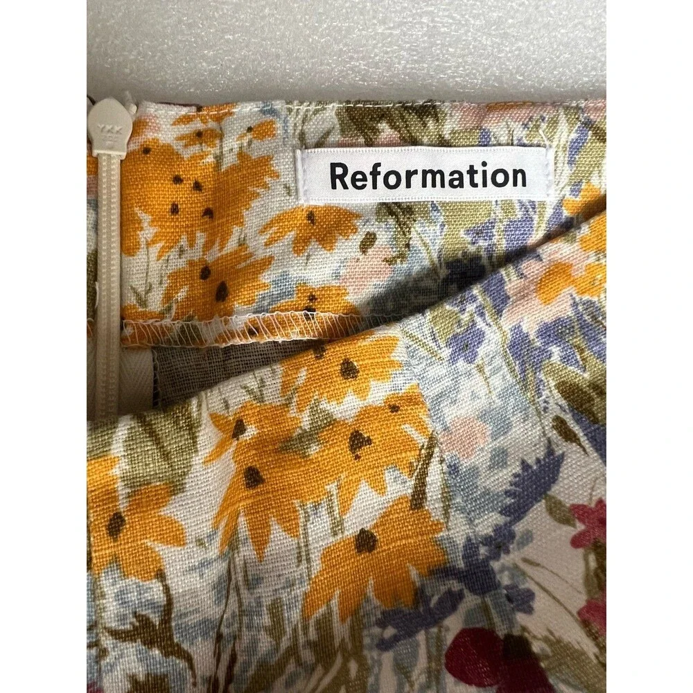 Reformation Size 4 Floral 100% Linen High Rise Cropped Pant Cottagcore coastal